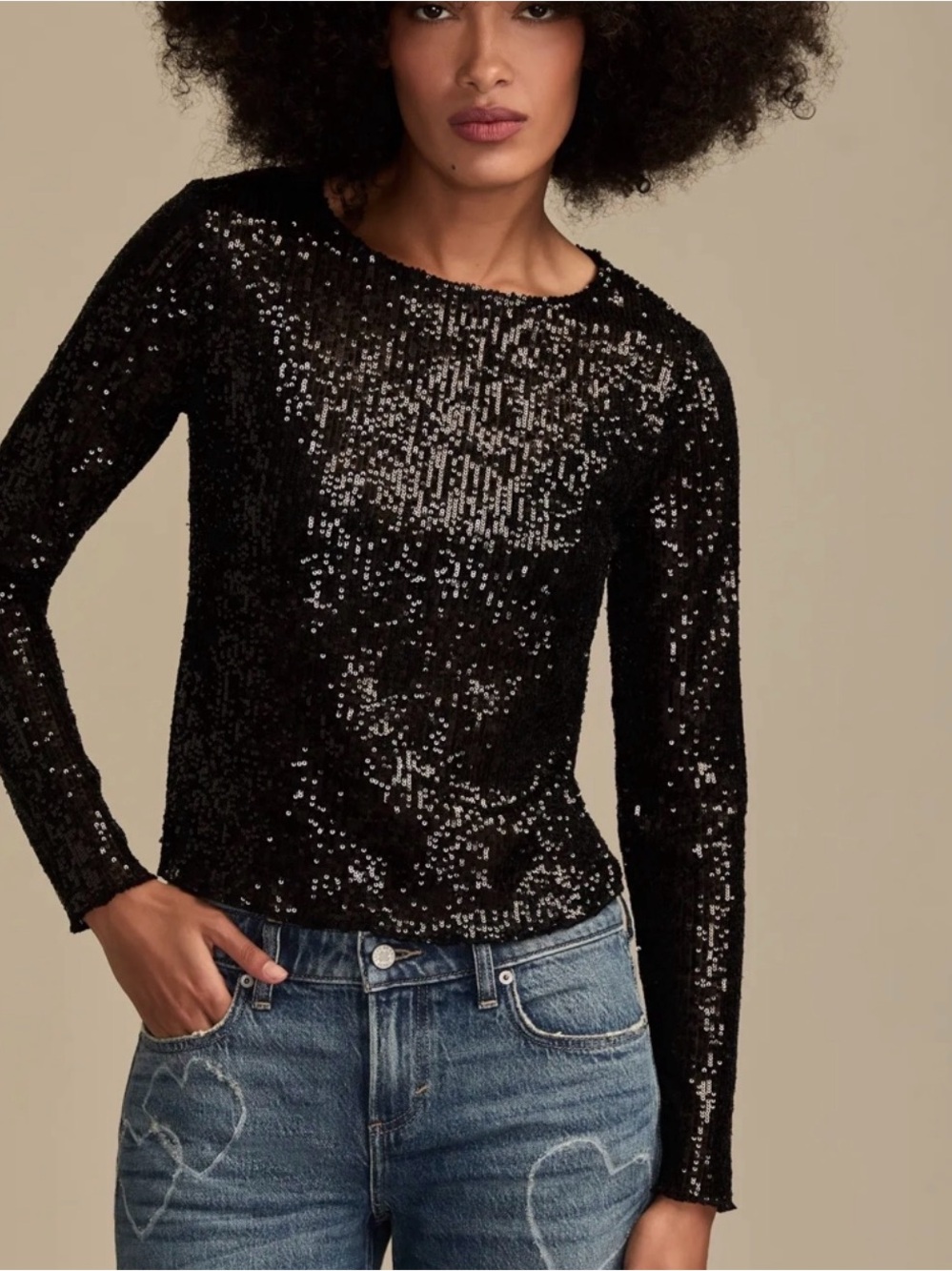 Lucky Brand Black Sequin Top